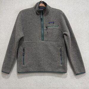 Patagonia Jacket Womens Small Gray Sherpa Fleece 1/4 Zip Pullover Marsupial